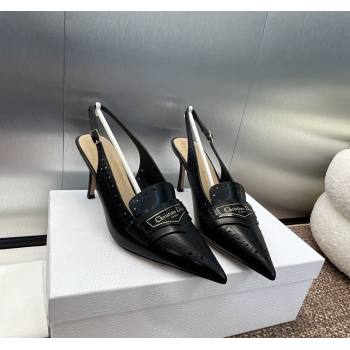 Dior Boy Slingback Pumps 8cm in Perforated Calfskin Black 2024 0814 (MD-240814056)