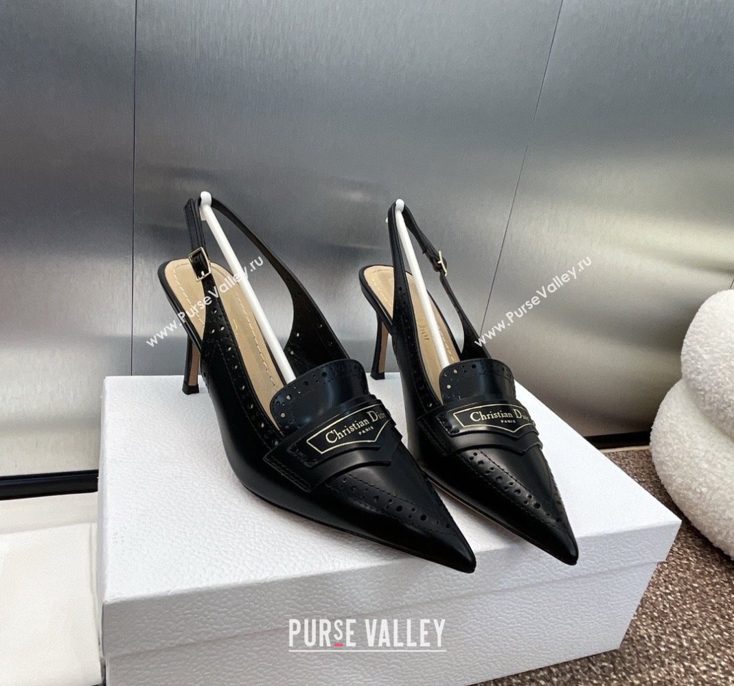 Dior Boy Slingback Pumps 8cm in Perforated Calfskin Black 2024 0814 (MD-240814056)