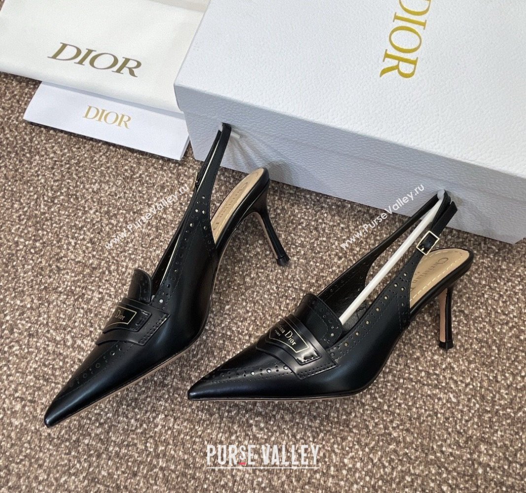 Dior Boy Slingback Pumps 8cm in Perforated Calfskin Black 2024 0814 (MD-240814056)