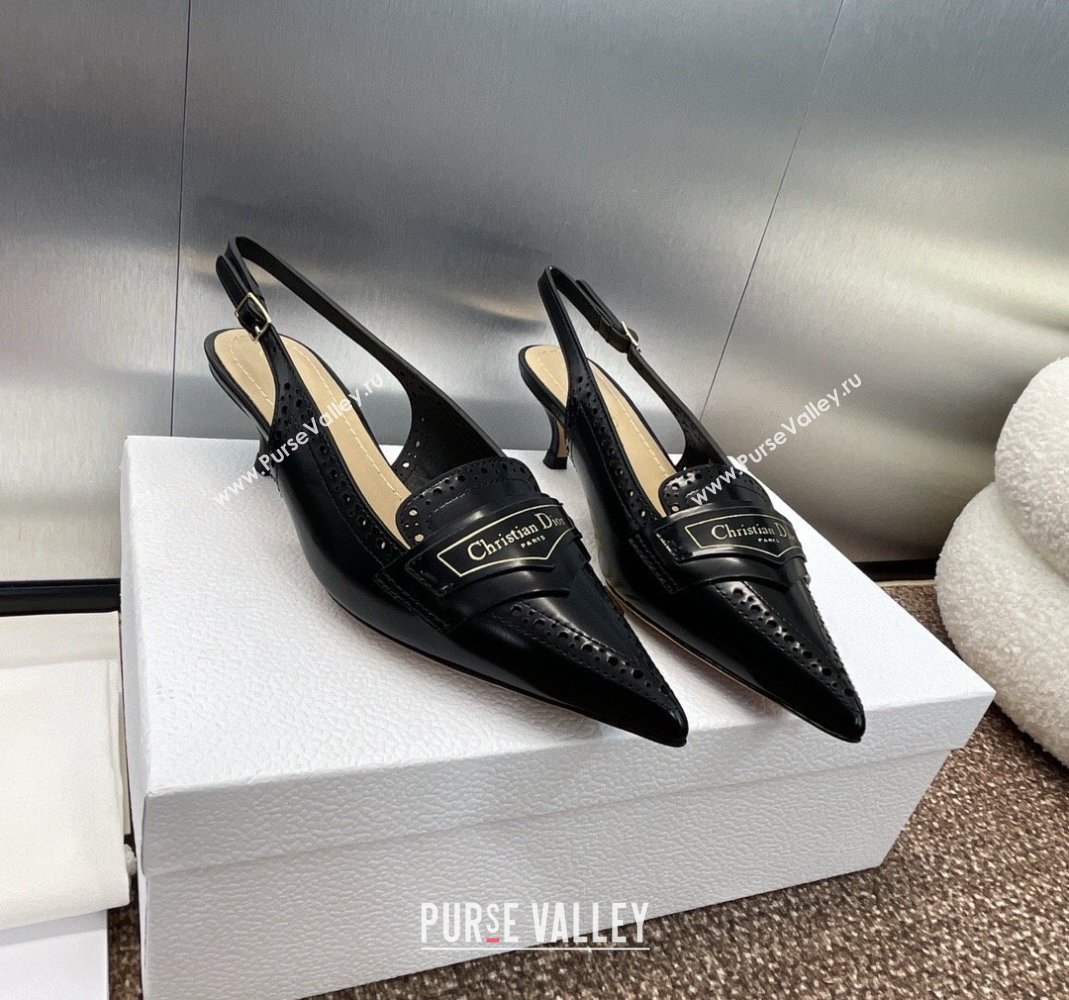 Dior Boy Slingback Pumps 4cm in Perforated Calfskin Black 2024 0814 (MD-240814058)