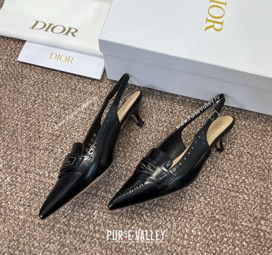 Dior Boy Slingback Pumps 4cm in Perforated Calfskin Black 2024 0814 (MD-240814058)