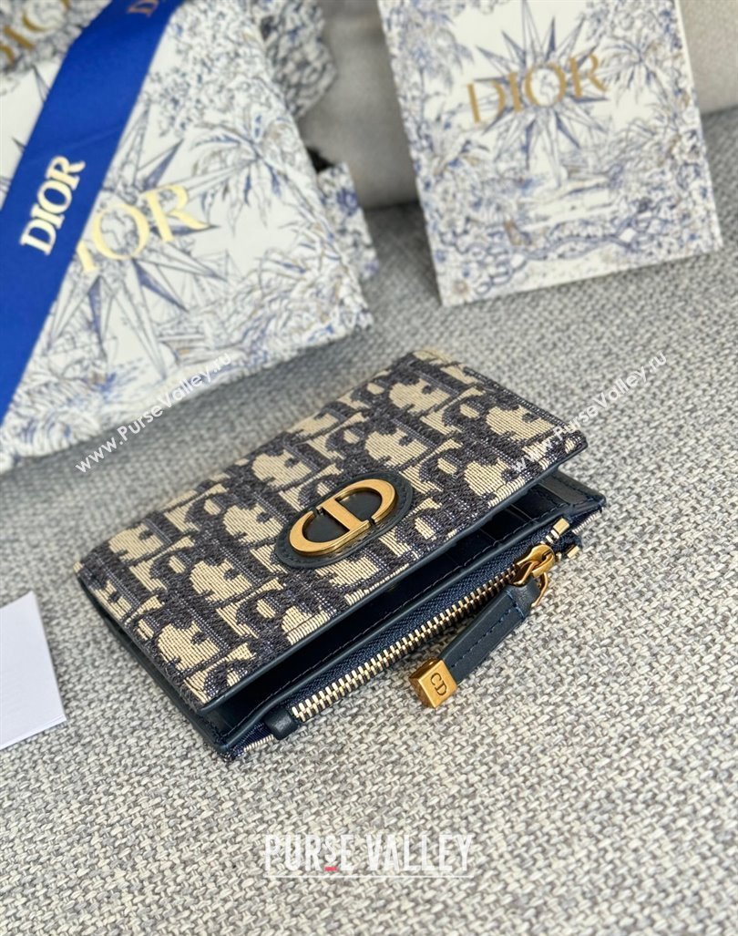 Dior 30 Montaigne Dahlia Wallet in Dior Oblique Jacquard Blue 2024 S5173 (XXG-240827085)