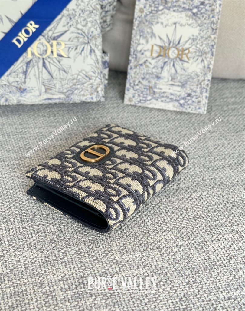 Dior 30 Montaigne Dahlia Wallet in Dior Oblique Jacquard Blue 2024 S5173 (XXG-240827085)