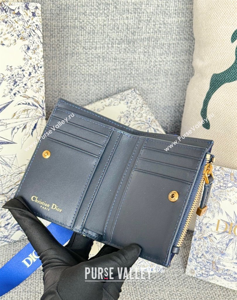 Dior 30 Montaigne Dahlia Wallet in Dior Oblique Jacquard Blue 2024 S5173 (XXG-240827085)