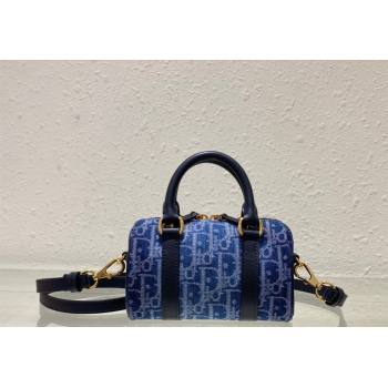 Dior Groove 16 Mini Boston Bag in Blue Oblique Denim 2024 2348 (XXG-240827086)