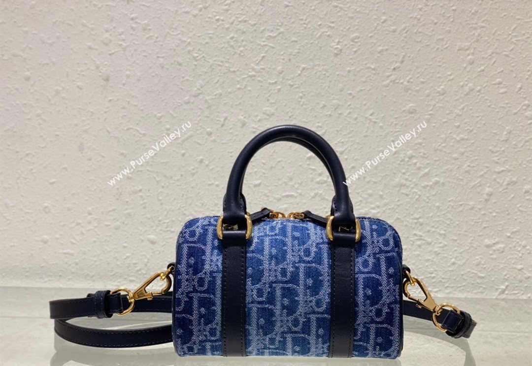 Dior Groove 16 Mini Boston Bag in Blue Oblique Denim 2024 2348 (XXG-240827086)