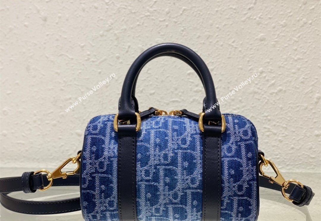 Dior Groove 16 Mini Boston Bag in Blue Oblique Denim 2024 2348 (XXG-240827086)