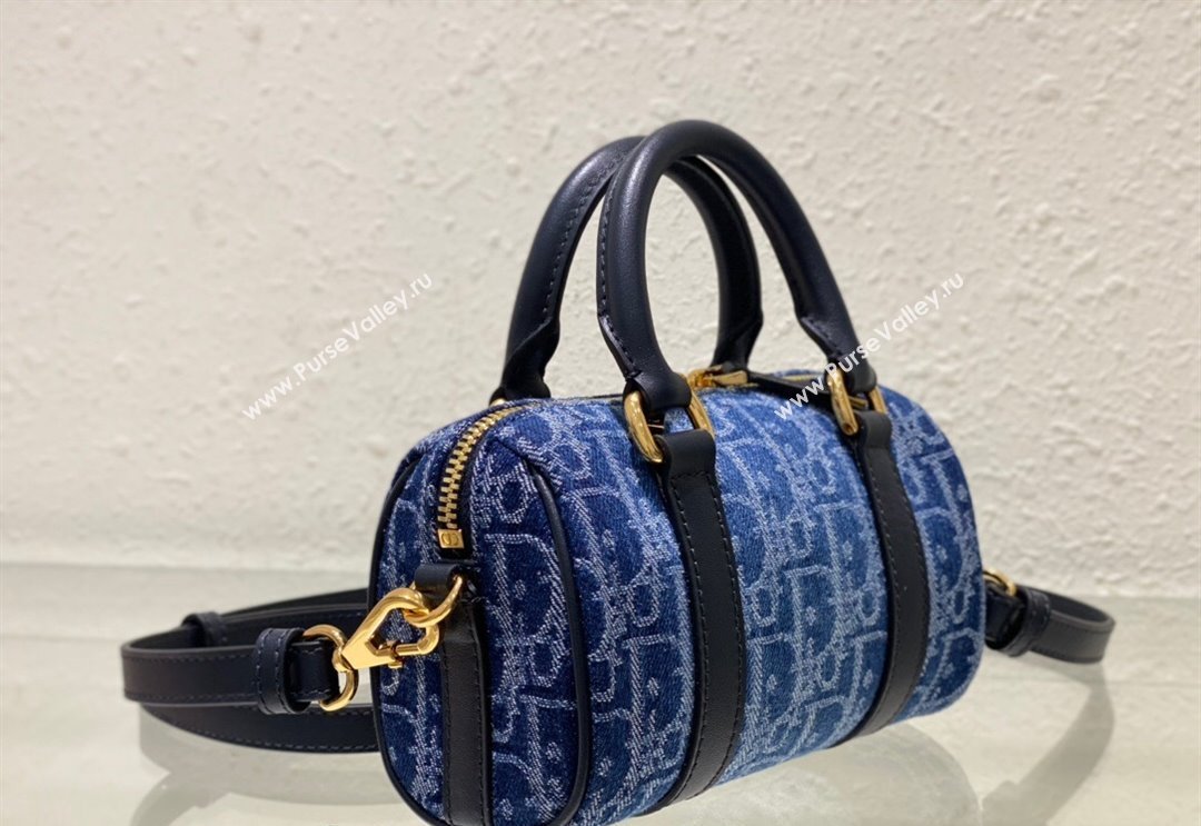 Dior Groove 16 Mini Boston Bag in Blue Oblique Denim 2024 2348 (XXG-240827086)