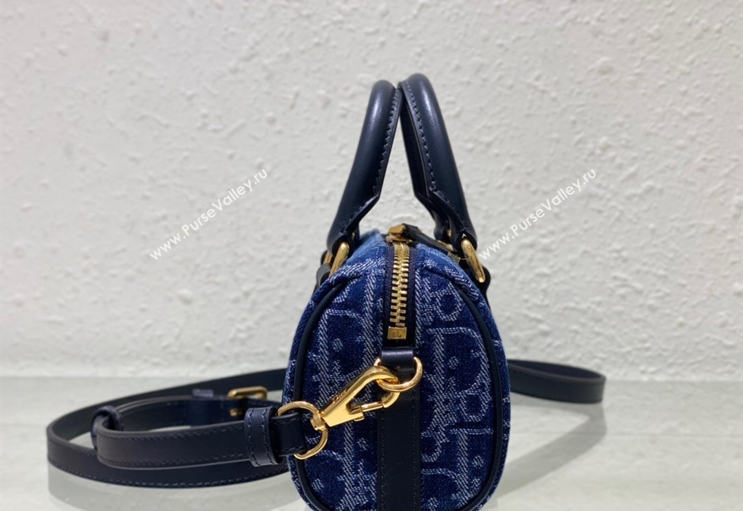 Dior Groove 16 Mini Boston Bag in Blue Oblique Denim 2024 2348 (XXG-240827086)