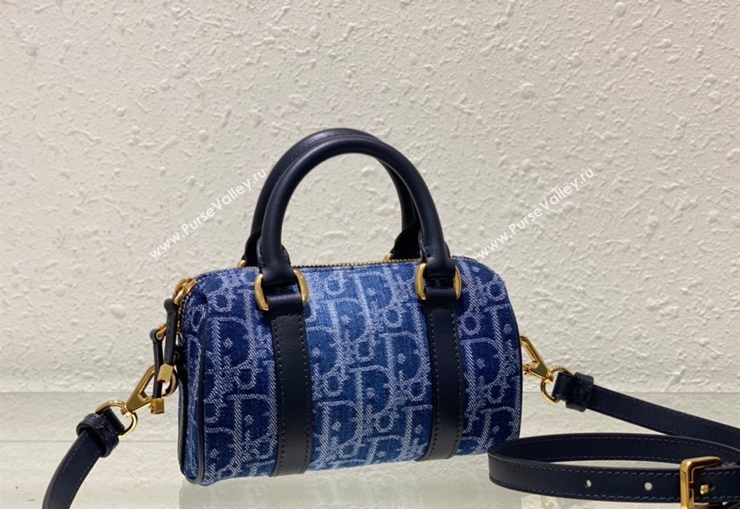 Dior Groove 16 Mini Boston Bag in Blue Oblique Denim 2024 2348 (XXG-240827086)