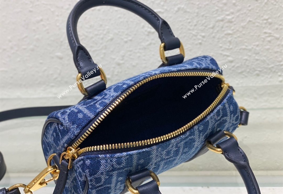 Dior Groove 16 Mini Boston Bag in Blue Oblique Denim 2024 2348 (XXG-240827086)