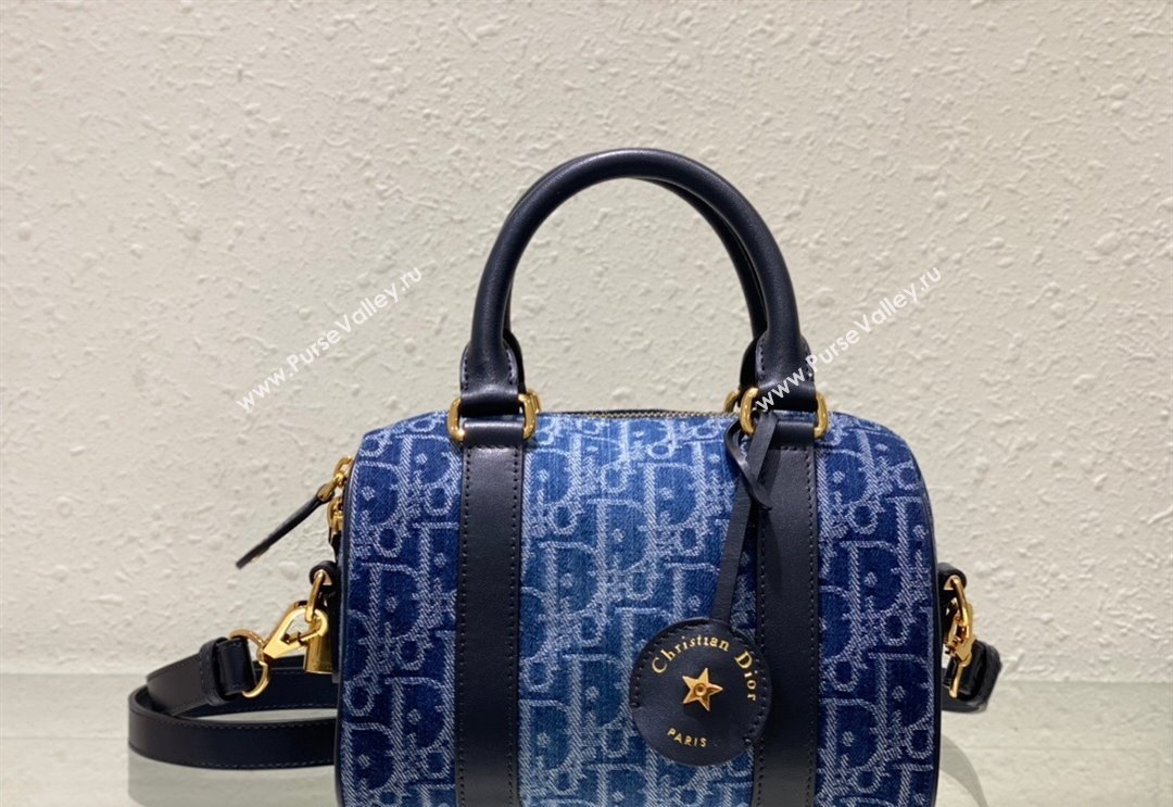 Dior Groove 20 Boston Bag in Blue Oblique Denim 2024 2348 (XXG-240827087)