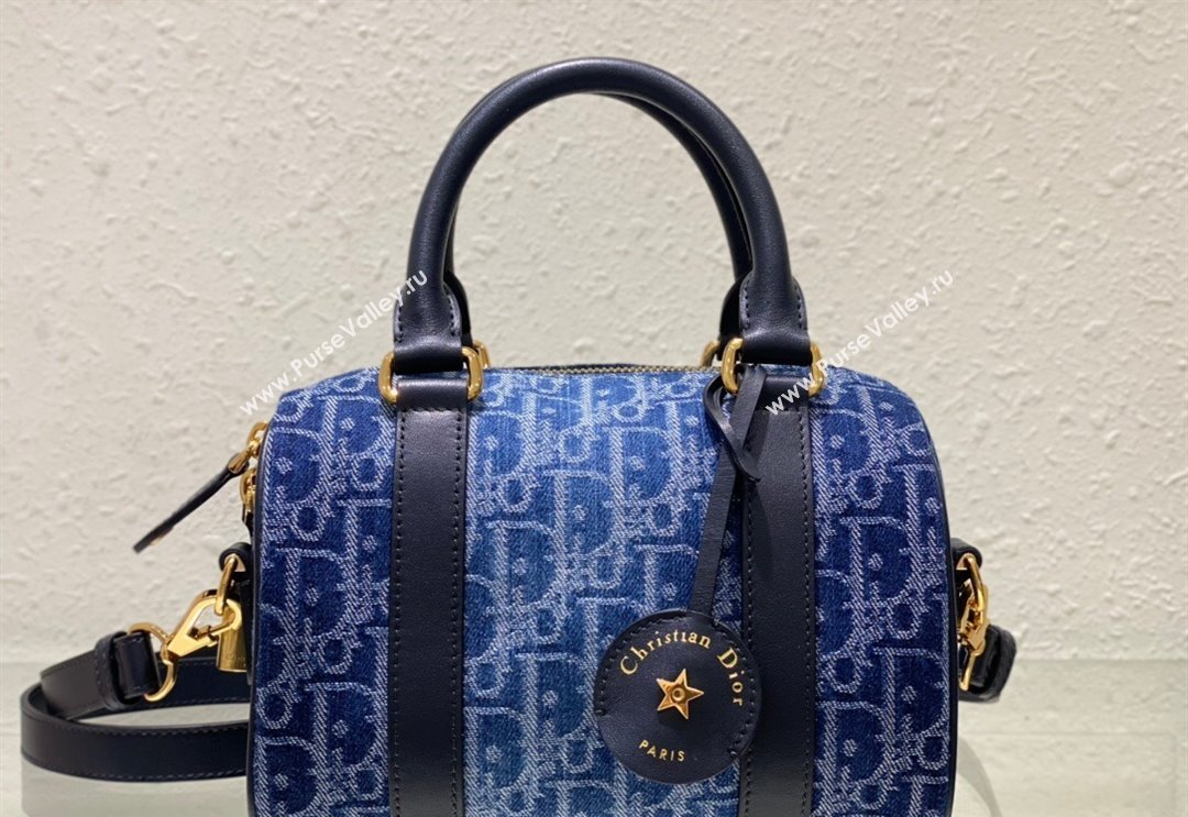 Dior Groove 20 Boston Bag in Blue Oblique Denim 2024 2348 (XXG-240827087)