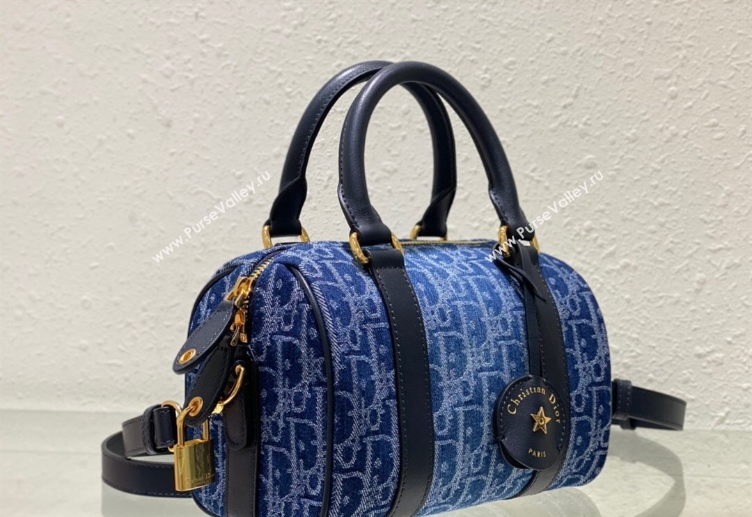 Dior Groove 20 Boston Bag in Blue Oblique Denim 2024 2348 (XXG-240827087)