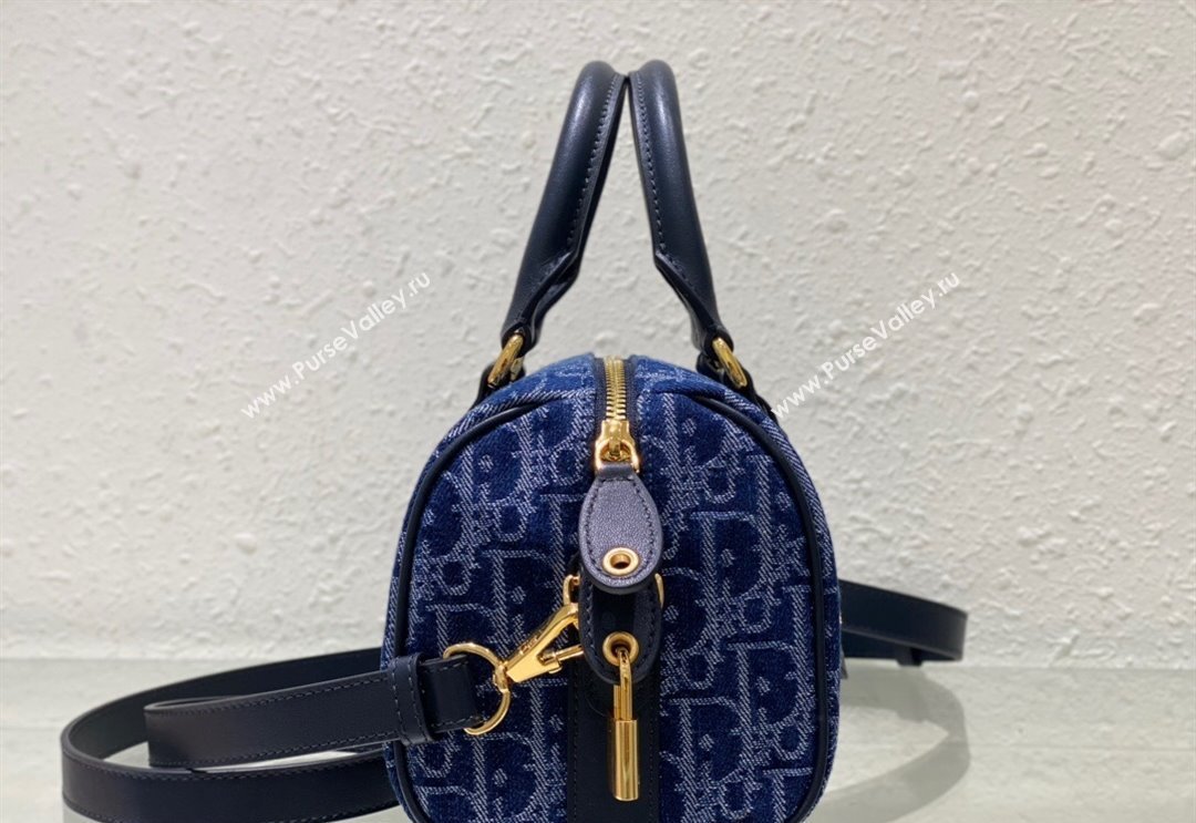 Dior Groove 20 Boston Bag in Blue Oblique Denim 2024 2348 (XXG-240827087)