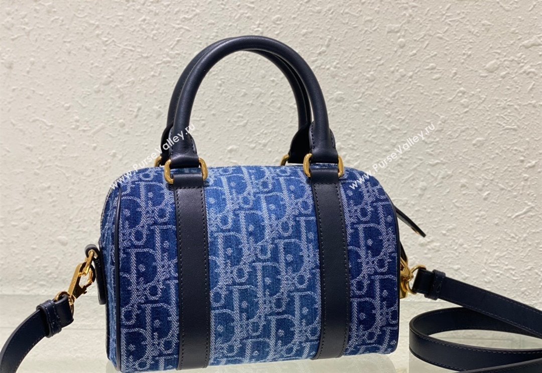 Dior Groove 20 Boston Bag in Blue Oblique Denim 2024 2348 (XXG-240827087)