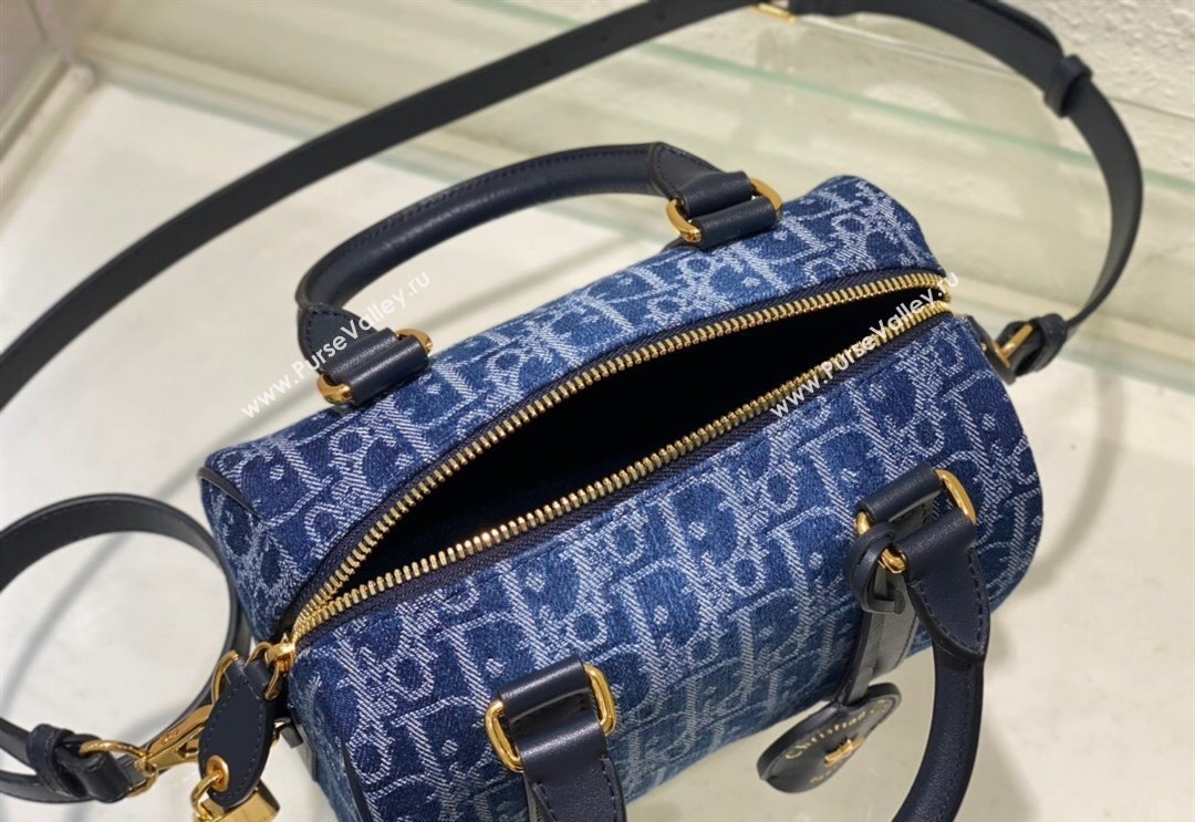 Dior Groove 20 Boston Bag in Blue Oblique Denim 2024 2348 (XXG-240827087)