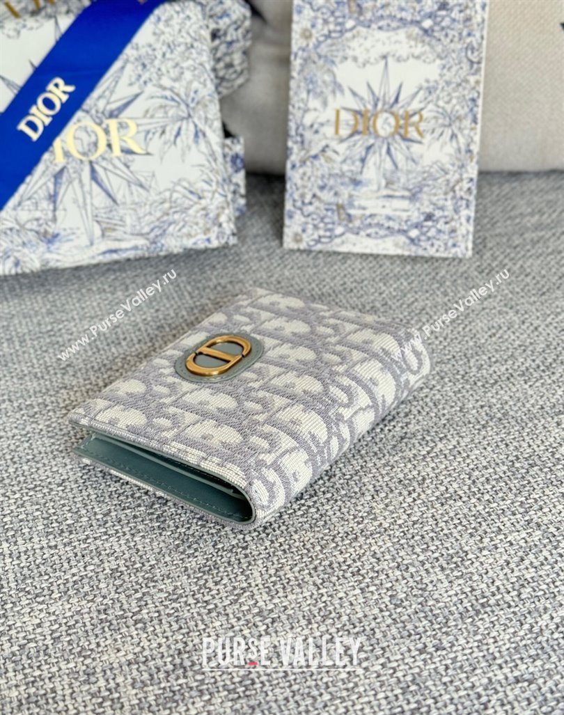 Dior 30 Montaigne Dahlia Wallet in Dior Oblique Jacquard Grey 2024 S5173 (XXG-240827084)