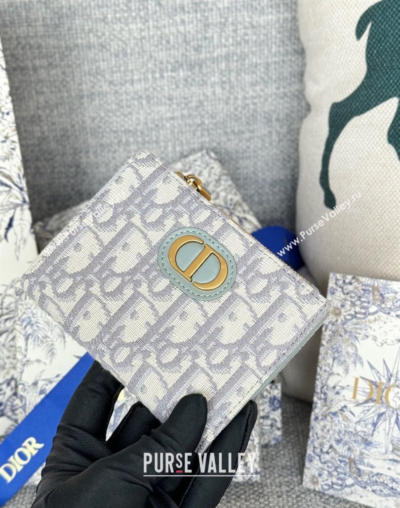 Dior 30 Montaigne Dahlia Wallet in Dior Oblique Jacquard Grey 2024 S5173 (XXG-240827084)