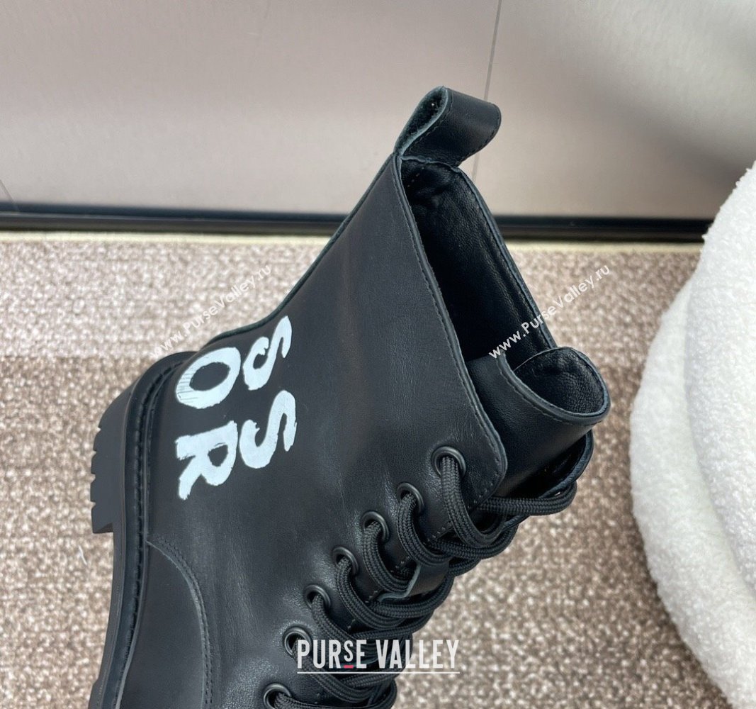 Dior Miss Dior Lace-up Ankle Boots in Calfskin Leather Black 2024 DR090501 (SS-240905001)