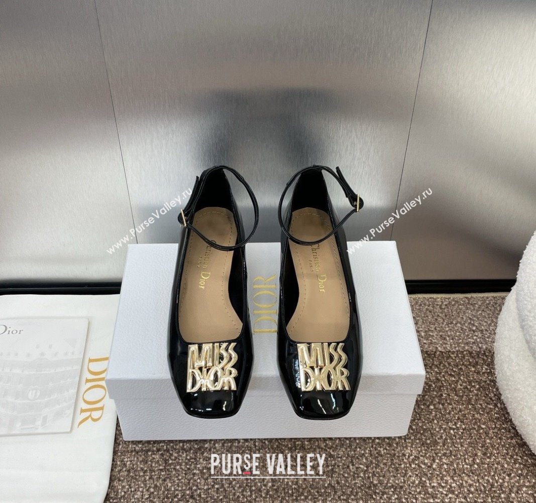 Dior Miss Dior Pump 3.5cm in Patent Calfskin with Ankle Strap Black 2024 (SS-240904124)