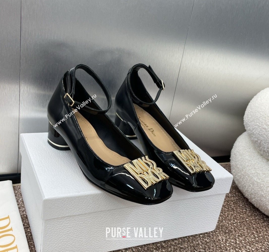 Dior Miss Dior Pump 3.5cm in Patent Calfskin with Ankle Strap Black 2024 (SS-240904124)