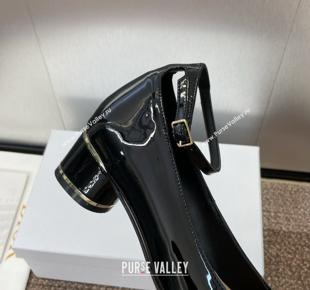 Dior Miss Dior Pump 3.5cm in Patent Calfskin with Ankle Strap Black 2024 (SS-240904124)