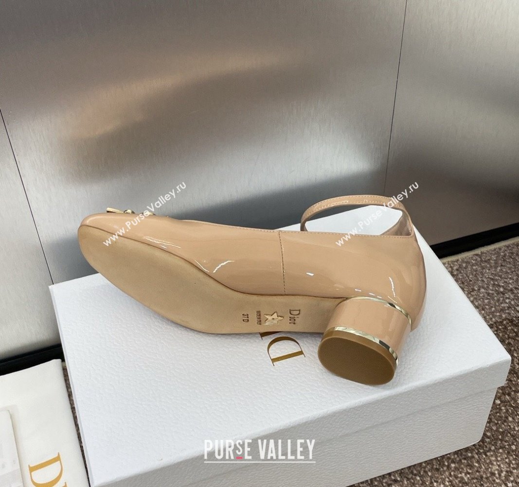 Dior Miss Dior Pump 3.5cm in Patent Calfskin with Ankle Strap Beige 2024 (SS-240904125)