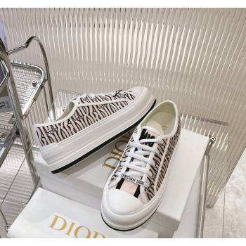 Dior WalknDior Platform Sneakers 4.5cm in Embroidered Cotton with Miss Dior Allover Motif Pale Pink 2024 (MD-240905040)