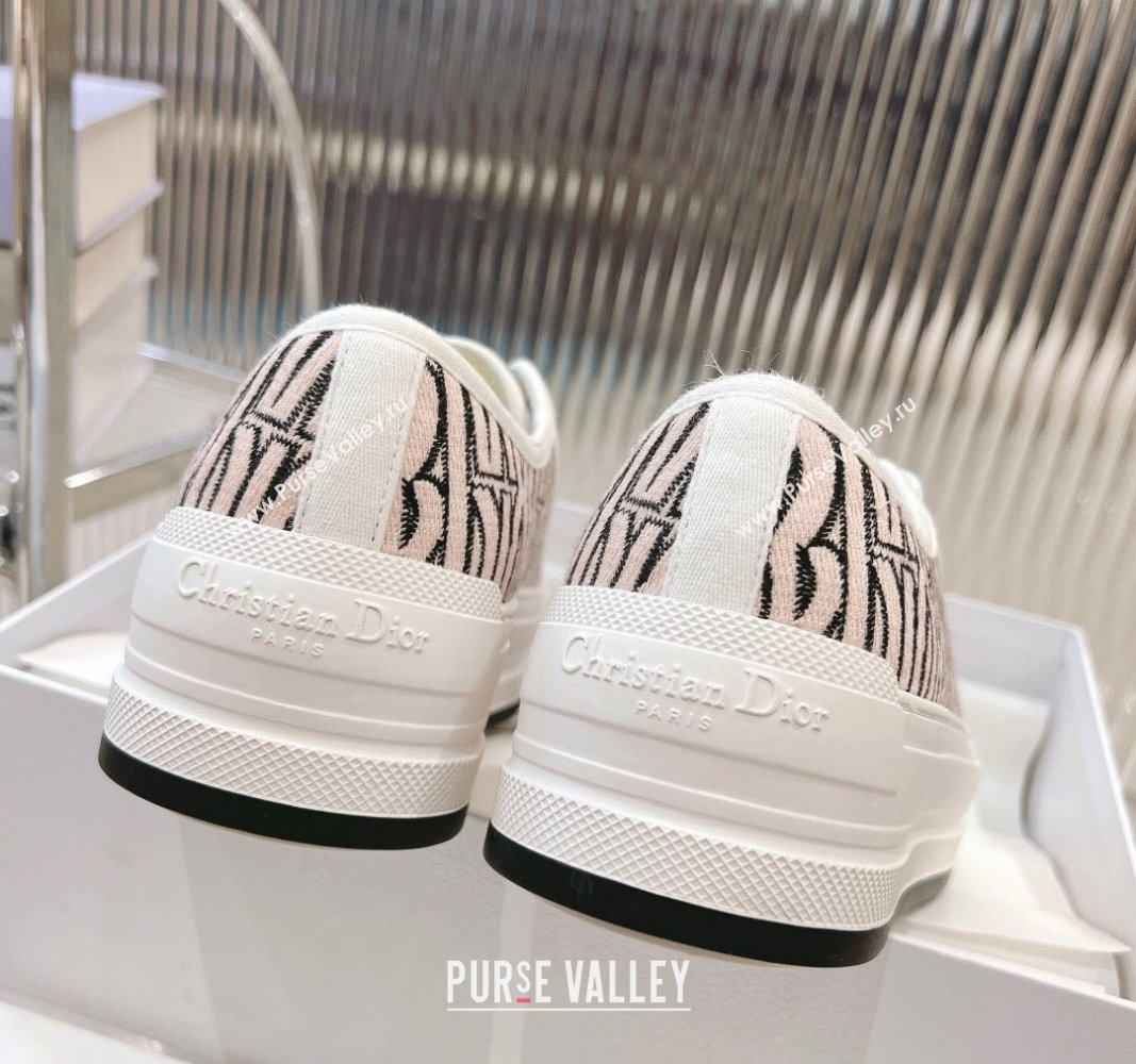 Dior WalknDior Platform Sneakers 4.5cm in Embroidered Cotton with Miss Dior Allover Motif Pale Pink 2024 (MD-240905040)