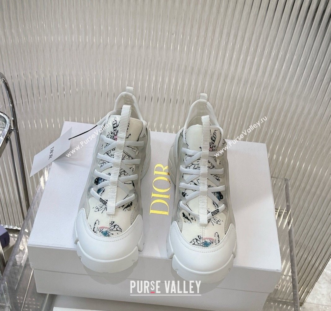 Dior D-Connect Sneaker in White Dragonfly Printed Technical Fabric 2024 0905 (MD-240905043)