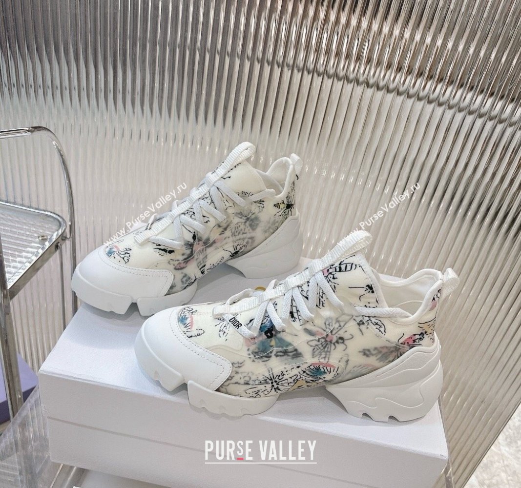 Dior D-Connect Sneaker in White Dragonfly Printed Technical Fabric 2024 0905 (MD-240905043)