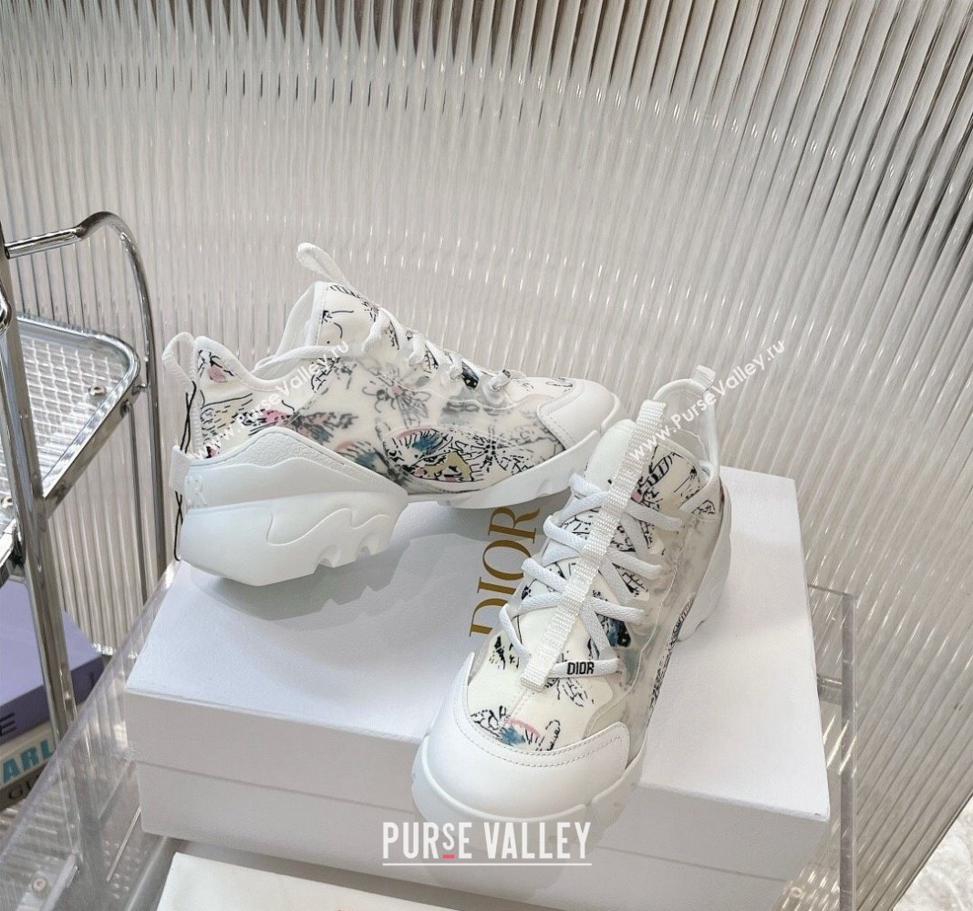 Dior D-Connect Sneaker in White Dragonfly Printed Technical Fabric 2024 0905 (MD-240905043)