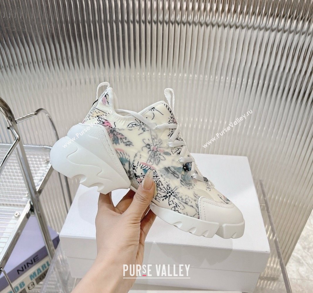 Dior D-Connect Sneaker in White Dragonfly Printed Technical Fabric 2024 0905 (MD-240905043)