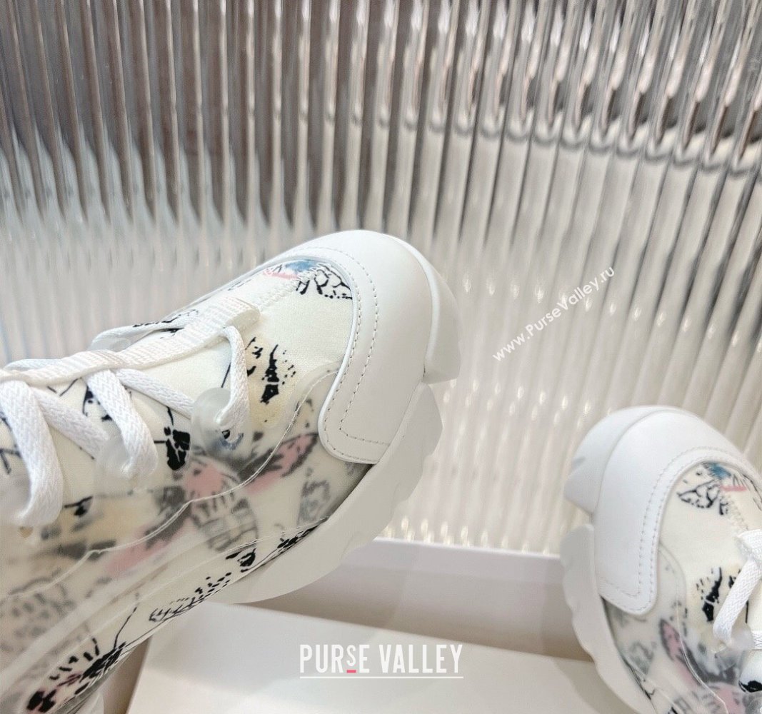 Dior D-Connect Sneaker in White Dragonfly Printed Technical Fabric 2024 0905 (MD-240905043)