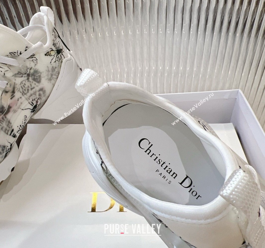 Dior D-Connect Sneaker in White Dragonfly Printed Technical Fabric 2024 0905 (MD-240905043)