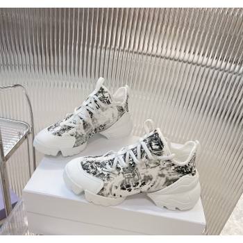 Dior D-Connect Sneaker in Plan de Paris Printed Technical Fabric White/Black 2024 0905 (MD-240905045)