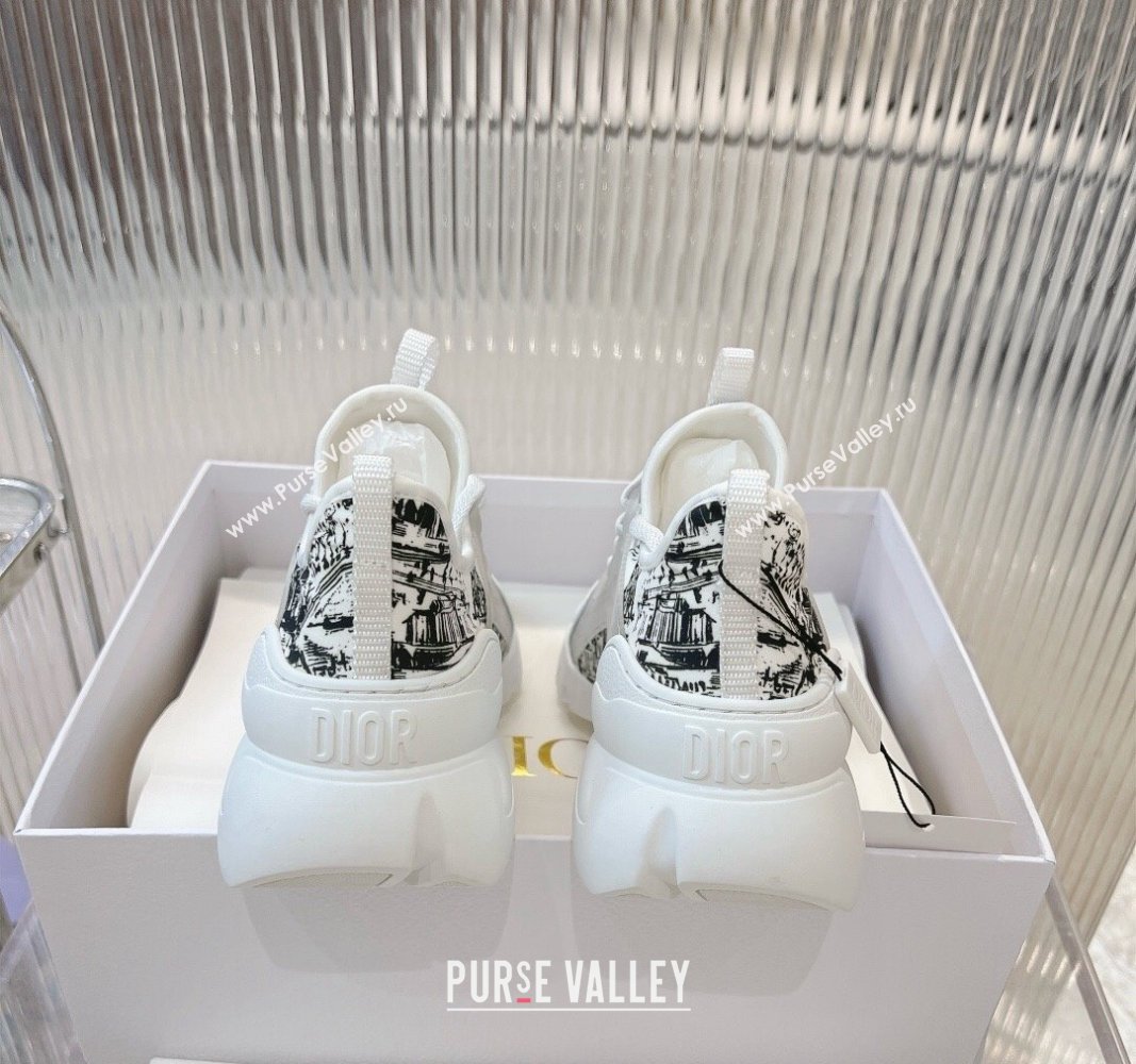 Dior D-Connect Sneaker in Plan de Paris Printed Technical Fabric White/Black 2024 0905 (MD-240905045)