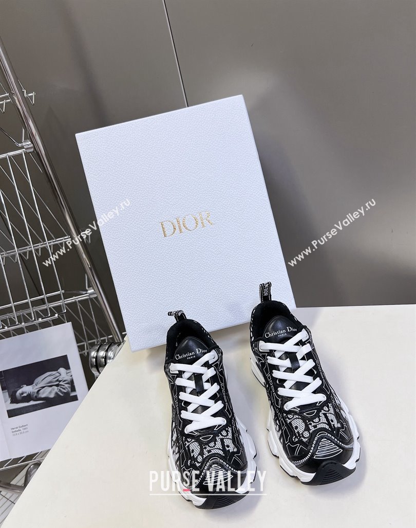 Dior Vibe Sneakers in Mesh Printed with Oblique Motif and Leather-Effect Panels Black2 2024 (MD-240905046)