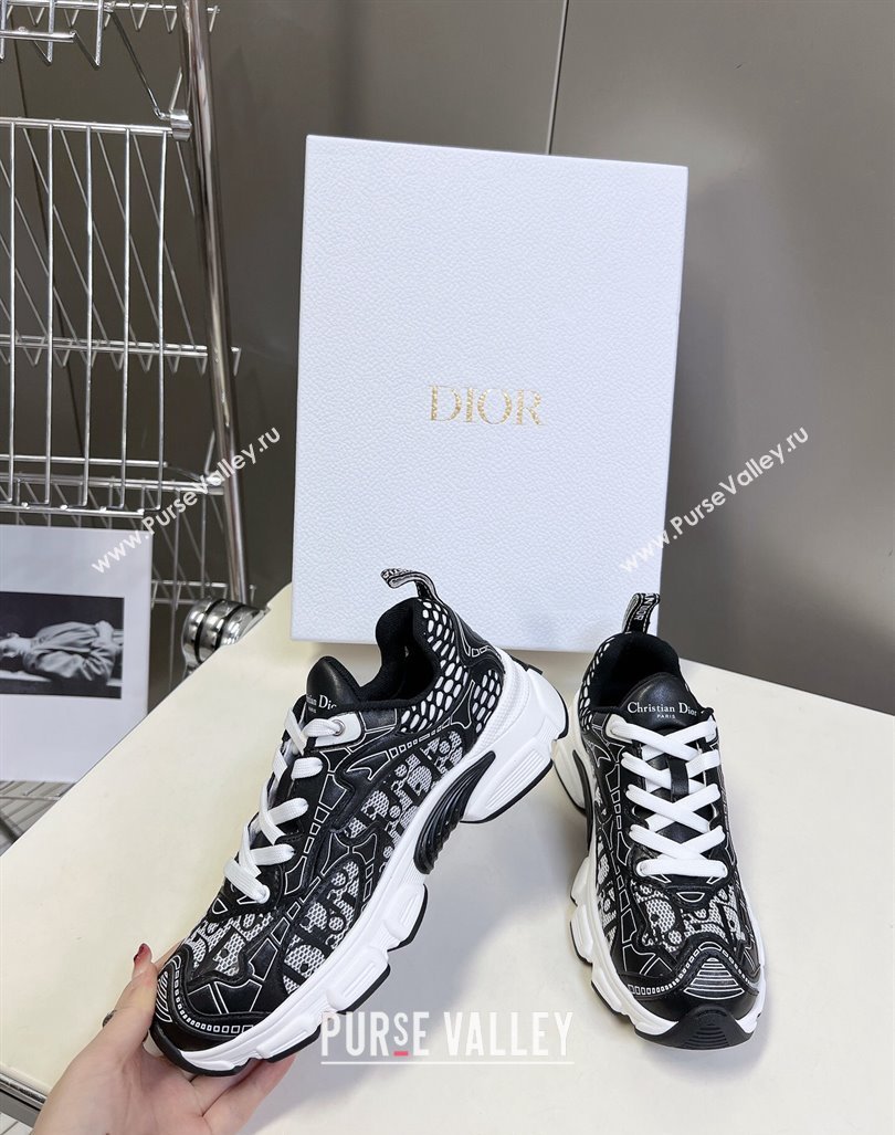 Dior Vibe Sneakers in Mesh Printed with Oblique Motif and Leather-Effect Panels Black2 2024 (MD-240905046)