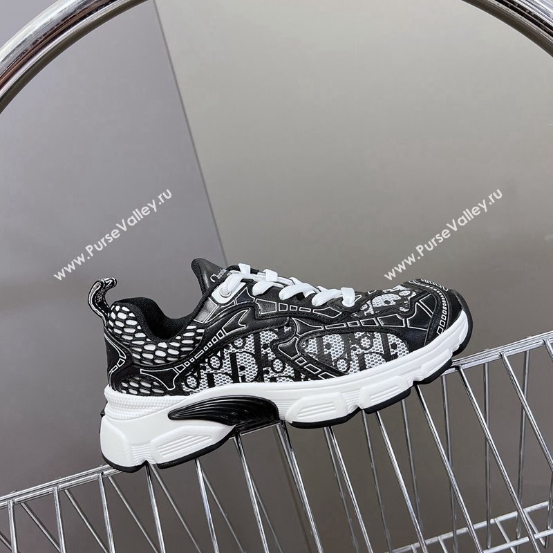 Dior Vibe Sneakers in Mesh Printed with Oblique Motif and Leather-Effect Panels Black2 2024 (MD-240905046)