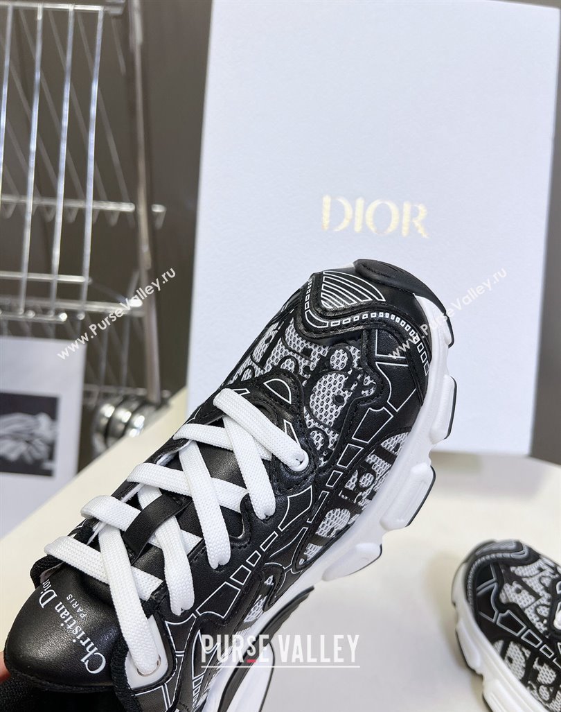 Dior Vibe Sneakers in Mesh Printed with Oblique Motif and Leather-Effect Panels Black2 2024 (MD-240905046)