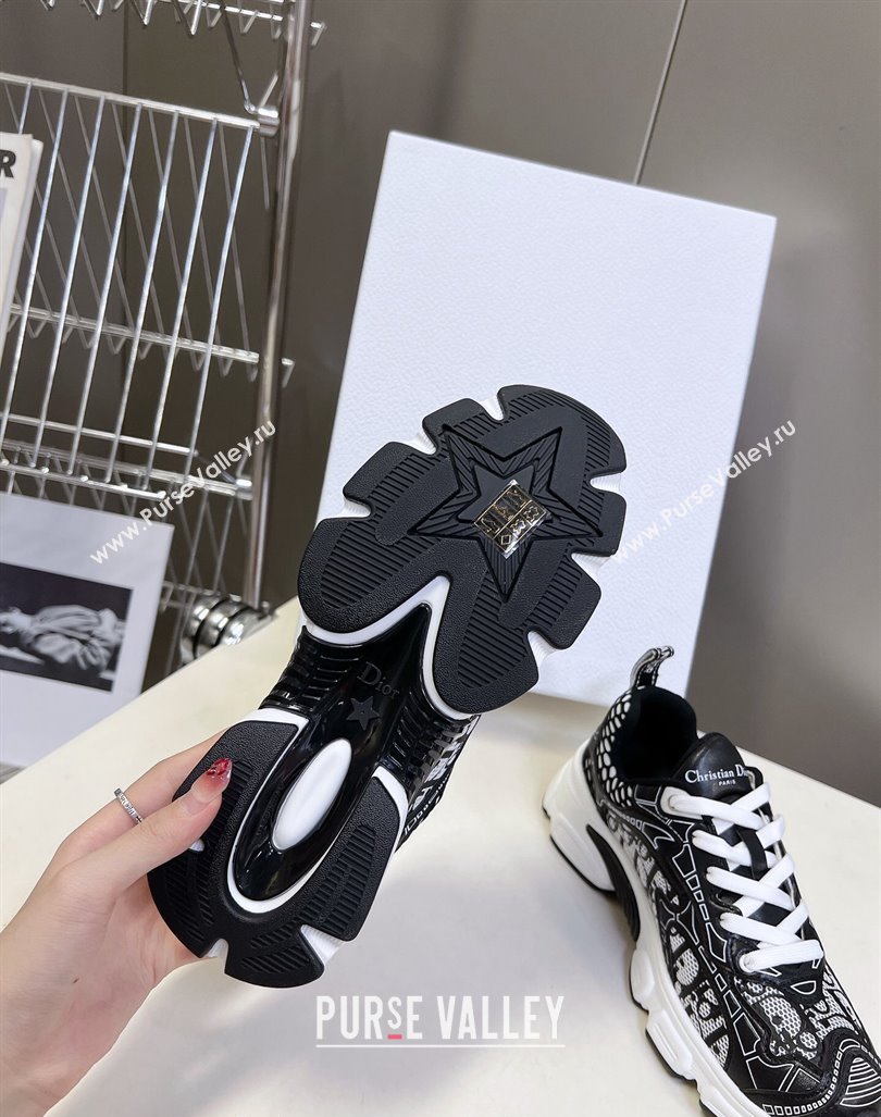 Dior Vibe Sneakers in Mesh Printed with Oblique Motif and Leather-Effect Panels Black2 2024 (MD-240905046)