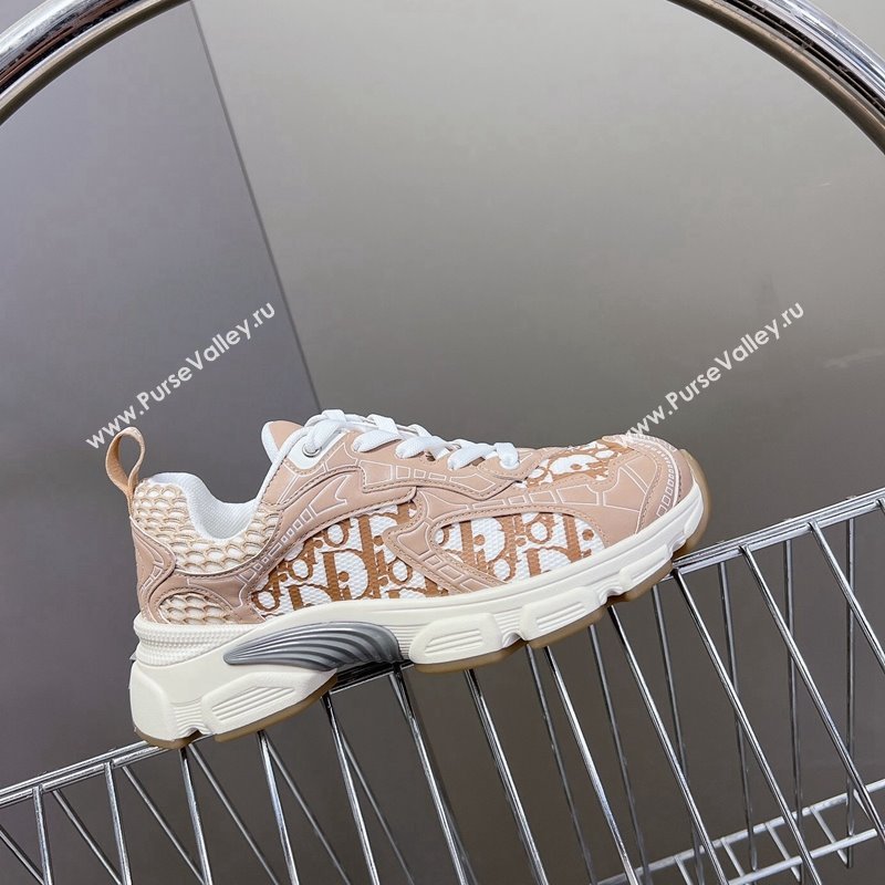 Dior Vibe Sneakers in Mesh Printed with Oblique Motif and Leather-Effect Panels Light Pink 2024 (MD-240905048)