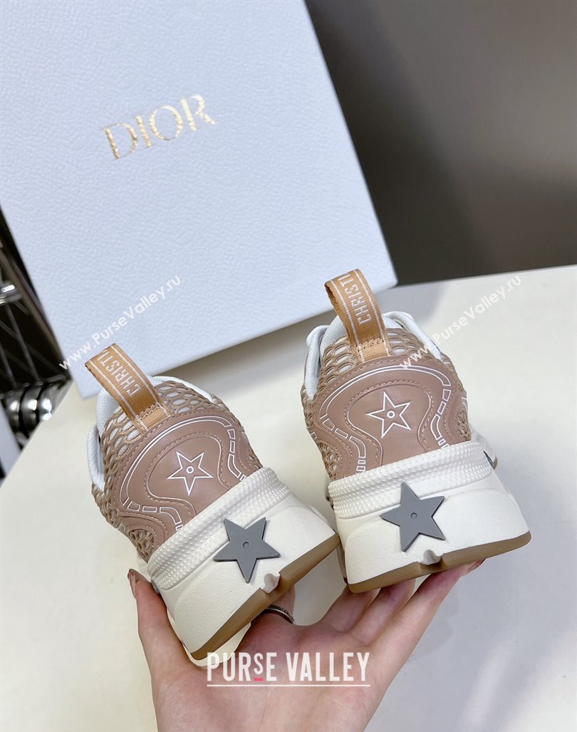 Dior Vibe Sneakers in Mesh Printed with Oblique Motif and Leather-Effect Panels Light Pink 2024 (MD-240905048)