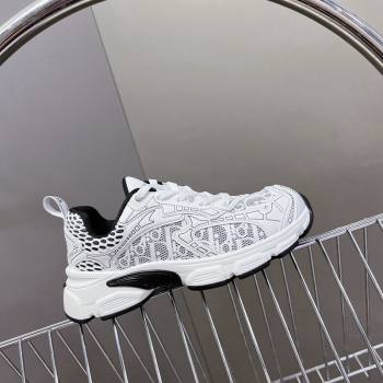 Dior Vibe Sneakers in Mesh Printed with Oblique Motif and Leather-Effect Panels White/Black 2024 (MD-240905050)