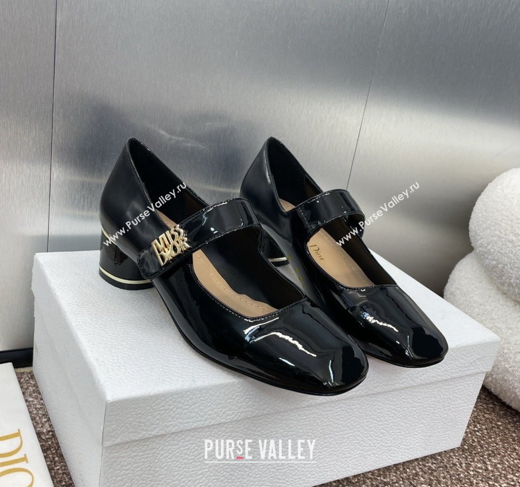 Dior Miss Dior Mary Janes Pump 3.5cm in Patent Calfskin Black 2024 (SS-240904127)