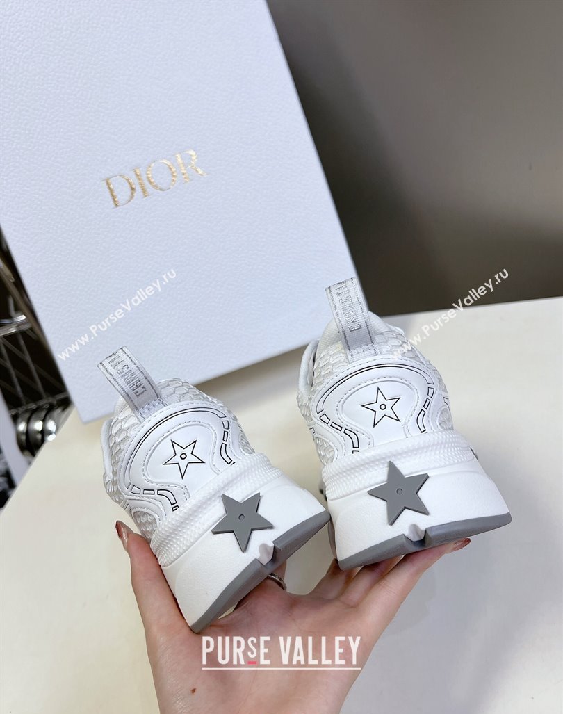 Dior Vibe Sneakers in Mesh Printed with Oblique Motif and Leather-Effect Panels White/Grey 2024 (MD-240905051)