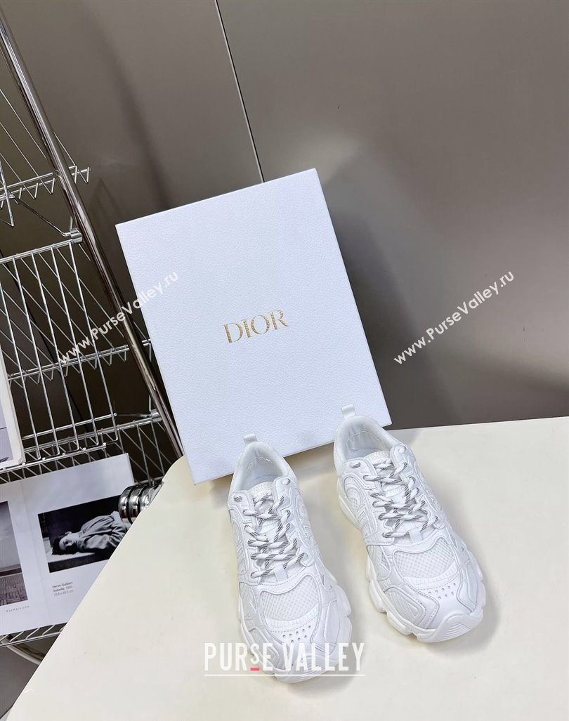 Dior Chrono Sneakers 4cm in Mesh with Leather-Effect Panels All White 2024 (MD-240905054)