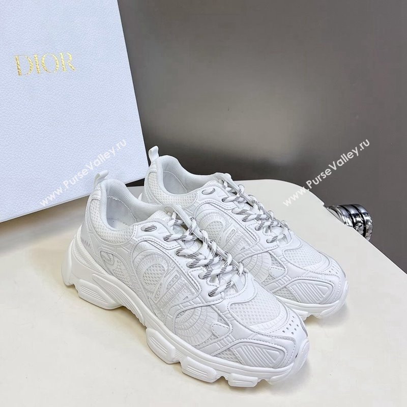 Dior Chrono Sneakers 4cm in Mesh with Leather-Effect Panels All White 2024 (MD-240905054)